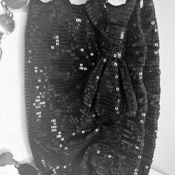 White House Black Market Sequin Evening Bag with Jeweled Handle & Bow - Picture 8 of 8